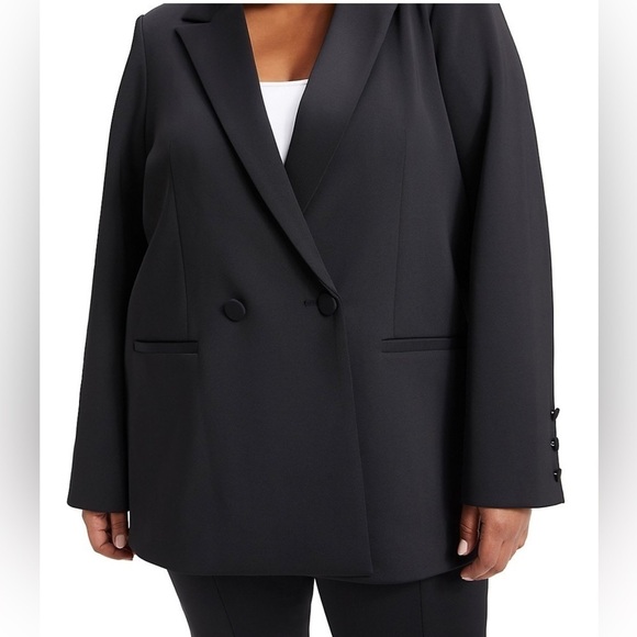 Good‎ American Shiny Scuba Blazer - Size 4 (X-Large) - Black - EUC - Picture 1 of 13